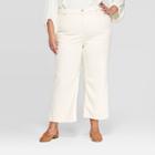 Women's Plus Size Mid-rise Wide Leg Cropped Jeans - Universal Thread White Wash