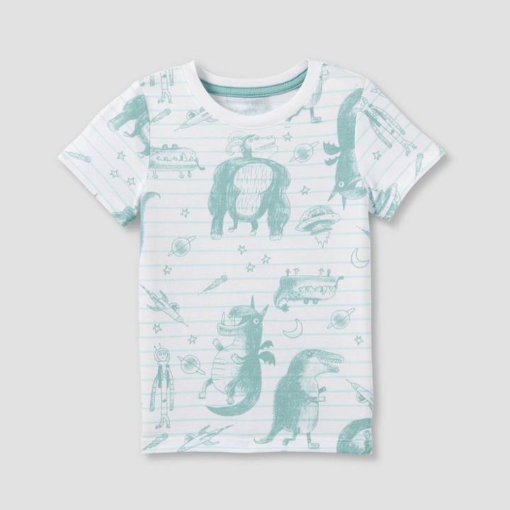 Toddler Boys' Monster Short Sleeve Jersey Knit T-shirt - Cat & Jack White