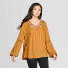 Women's Long Sleeve Lace Embroidered Peasant Top - Knox Rose Gold
