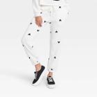 Women's Disney Mickey Mouse Flocked Graphic Jogger Pants - Off-white