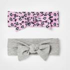 Girls' 2pk Textured Fabric Soft Headbands - Cat & Jack Leopard One Size,