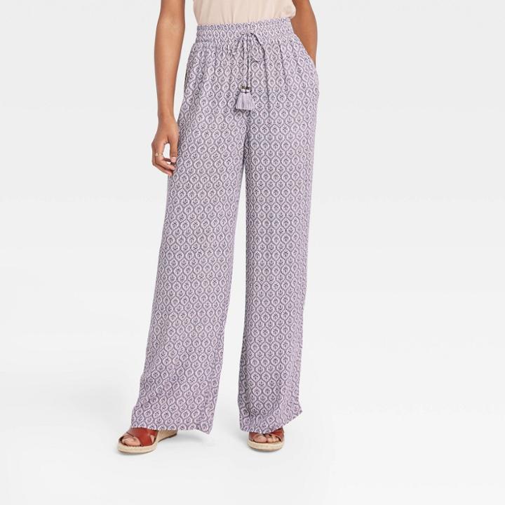 Women's Printed Wide Leg Pants - Knox Rose Ivory