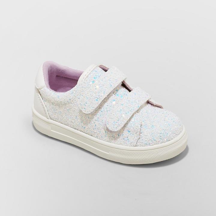 Toddler Girls' Kaedence Glitter Sneakers - Cat & Jack White