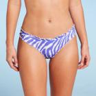 Women's Ruffle Cheeky Bikini Bottom - Shade & Shore Purple & White Animal Print