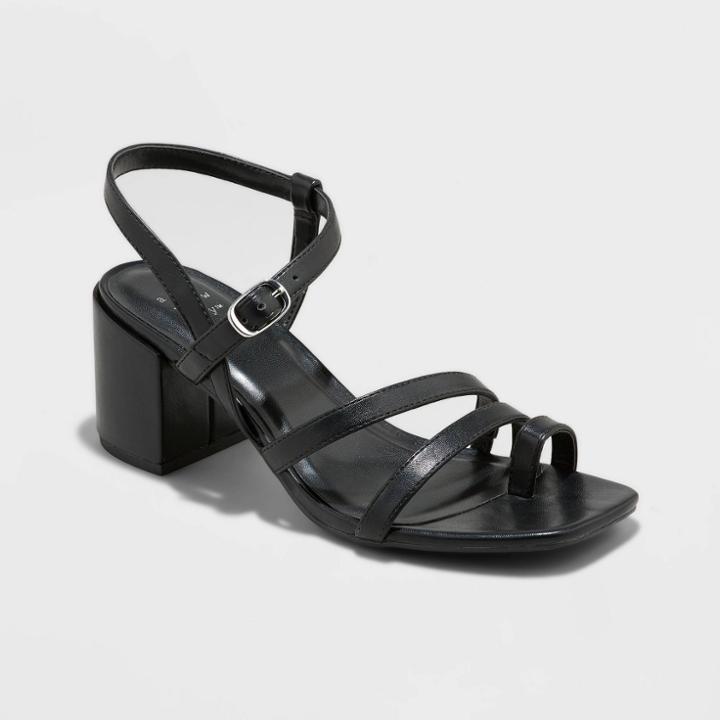 Women's Ramona Strappy Block Heeled Sandals - A New Day Black