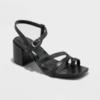 Women's Ramona Strappy Block Heeled Sandals - A New Day Black
