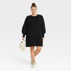 Women's Plus Size Long Sleeve Sweater Dress - A New Day Black