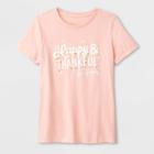Shinsung Tongsang Women's Thankful For Family Graphic T-shirt - Light Peach