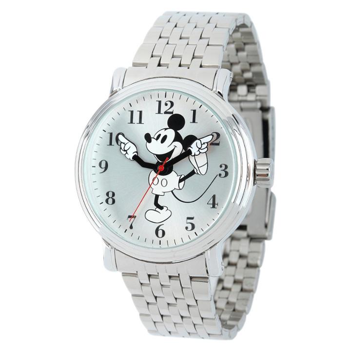 Men's Disney Mickey Mouse Shinny Vintage Articulating Watch With Alloy Case - Silver, Men's,