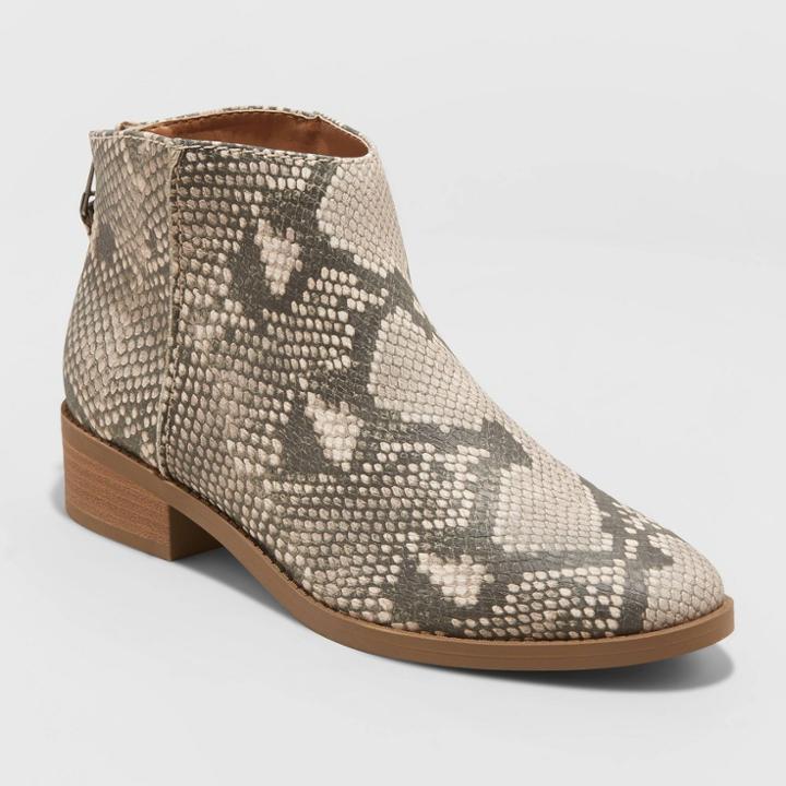 Women's Emma Snake Print Ankle Bootie - Universal Thread Gray