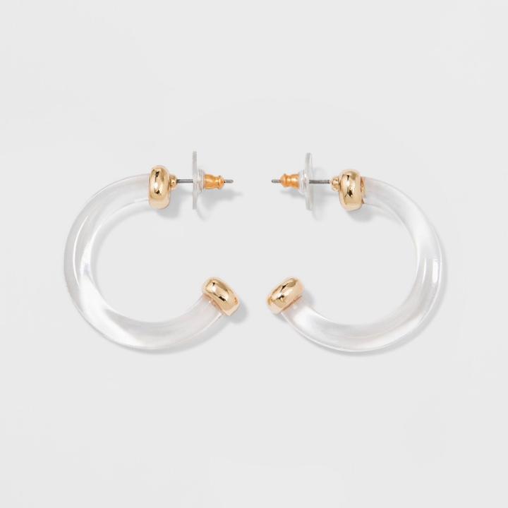 Sugarfix By Baublebar Minimal Lucite Hoop Earrings - Clear, Girl's