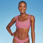 Juniors' Textured Shoulder Tie Bralette Bikini Top - Xhilaration Purple Dusk D/dd Cup