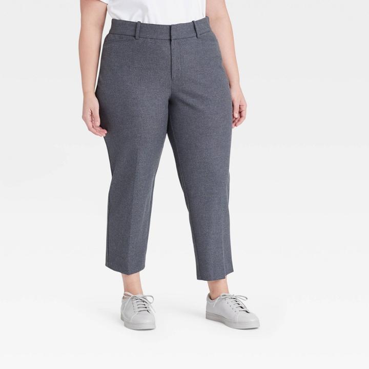 Women's Plus Size Straight Trousers - Ava & Viv Gray