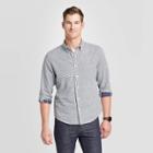 Men's Checked Standard Fit Long Sleeve Double Weave Button-down Shirt - Goodfellow & Co Cornelian Blue S, Men's,