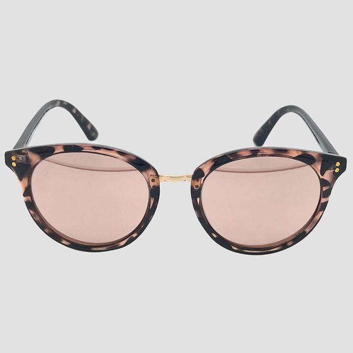 Target Women's Round Tort Sunglasses With Rose Gold Mirrored Lenses - A New Day Brown
