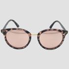 Target Women's Round Tort Sunglasses With Rose Gold Mirrored Lenses - A New Day Brown