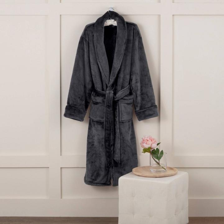 Shea Mink Medium Bath Robe Charcoal Gray - Vellux