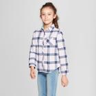 Plus Size Girls' Woven Long Sleeve Button-down Shirt - Cat & Jack Violet Xxl