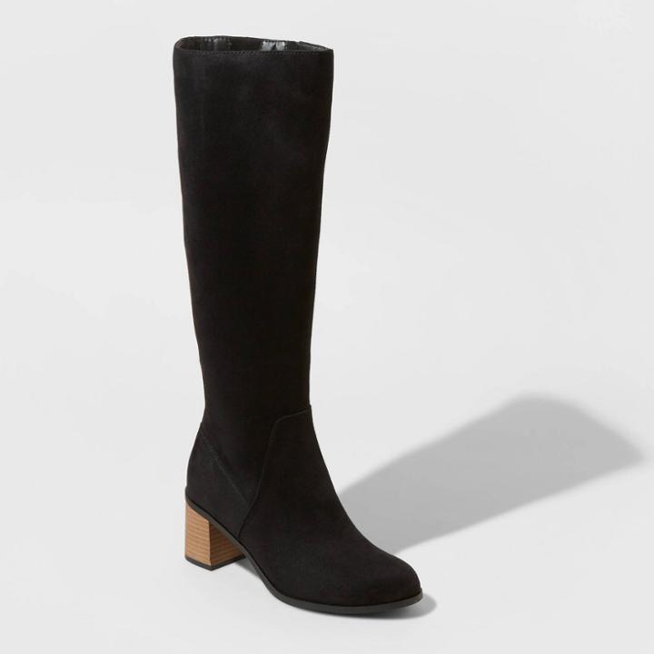 Women's Marlee Wide Calf Knee High Heeled Fashion Boots - Universal Thread Black