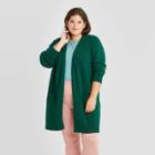 Women's Plus Size Open-front Cozy Cardigan - A New Day Dark Green
