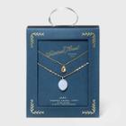 Semi-precious Blue Agate Pendant With Recycled Metal Layered Necklace - Universal Thread Ice Blue