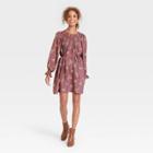 Women's Long Sleeve Tent Dress - A New Day Purple Floral Print