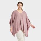 Women's Plus Size V-neck Pullover - A New Day Pink