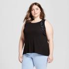 Women's Plus Size Crochet Detail Tank - Universal Thread Black