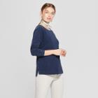 Women's Long Sleeve Crew Neck T-shirt - Universal Thread Navy (blue)