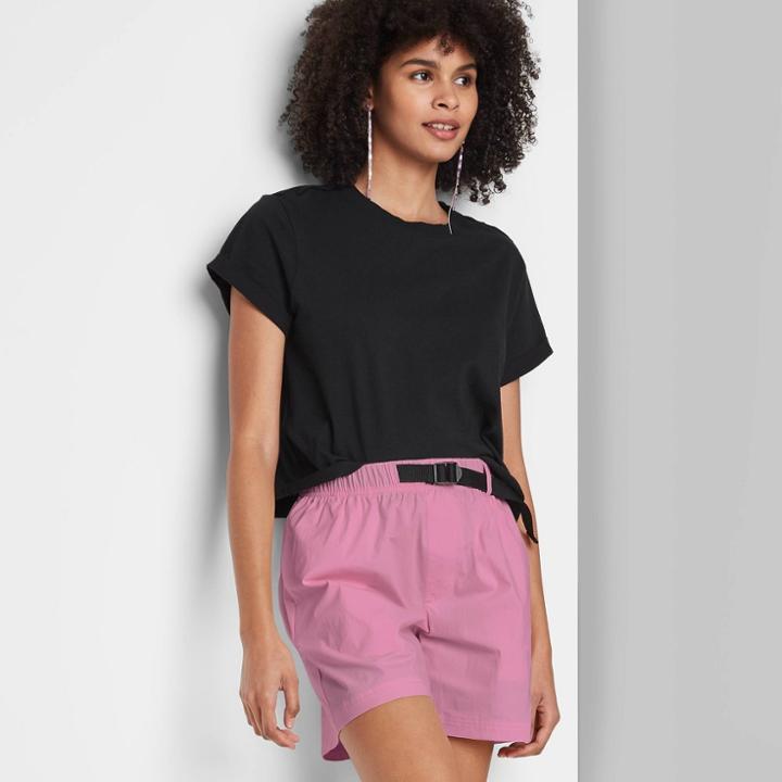 Women's High-rise Belted Sporty Shorts - Wild Fable Pink