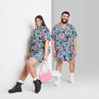 Plus Size Short Sleeve Camp Button-down Shirt - Wild Fable Black Floral