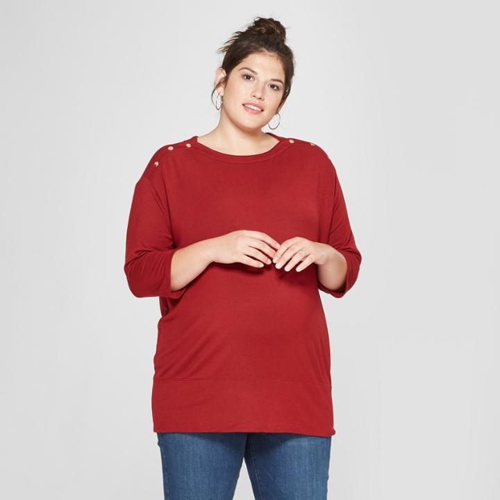 Maternity Plus Size Snap Shoulder Sweatshirt - Isabel Maternity By Ingrid & Isabel Red 3x, Infant Girl's