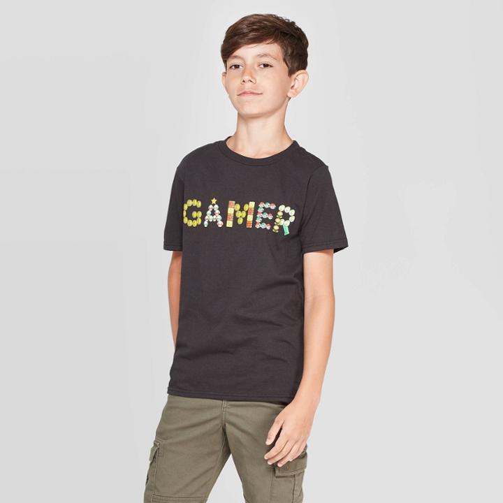Petiteboys' Super Mario Short Sleeve T-shirt - Black L, Boy's,