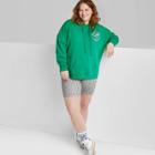Women's Plus Size Ascot + Hart Palm Tree Hooded Graphic Sweatshirt - Green