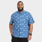Men's Big & Tall Knit Short Sleeve Button-down Shirt - Goodfellow & Co Dark Blue