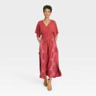 Women's Flutter Short Sleeve Embroidered Kaftan A-line Dress - Knox Rose Red Floral