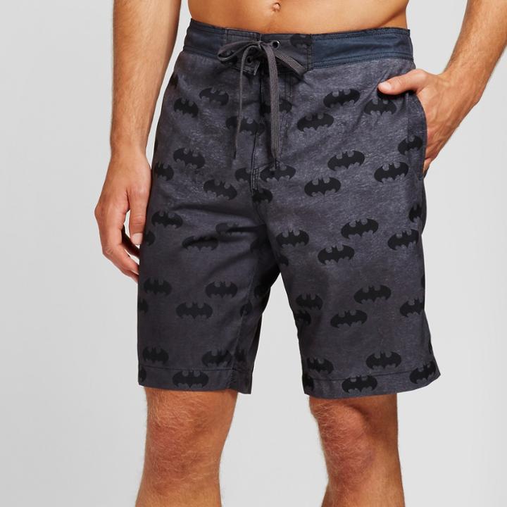 Men's Dc Comics Batman Dark Shadow Board Shorts 9.5 - Black