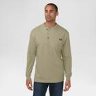 Dickies Men's Big & Tall Cotton Heavyweight Long Sleeve Pocket Henley Shirt- Desert