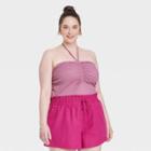 Women's Plus Size Slim Fit Textured Halter Top - A New Day Purple