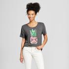 Women's Short Sleeve Pineapple Print Drapey Graphic T-shirt - Fifth Sun (juniors') - Charcoal