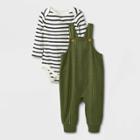 Baby Boys' Knit Dungaree Set - Cat & Jack Olive Green Newborn