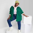 Women's Plus Size Cozy Shacket - Wild Fable Dark Teal Green