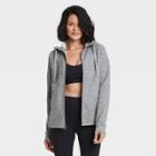 Women's Fleece Full Zip Hooded Sweatshirt - All In Motion Dark Gray