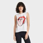 Women's The Rolling Stones American Flag Logo Graphic Cropped Tank Top - Black