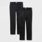 Boys' 2pk Flat Front Stretch Uniform Chino Pants - Cat & Jack Black