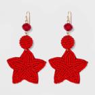 No Brand Americana Star Seedbead Earrings - Red