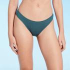 Women's Textured High Leg Extra Cheeky Bikini Bottom - Shade & Shore Midnight Blue