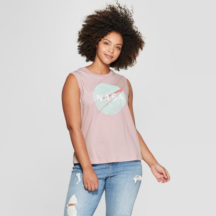 Fifth Sun Women's Nasa Plus Size Graphic Tank Top (juniors') Pink