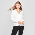 Women's Long Sleeve Drape Front Top - A New Day White