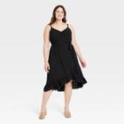 Women's Plus Size Sleeveless Tie-front Wrap Dress - Ava & Viv Black X